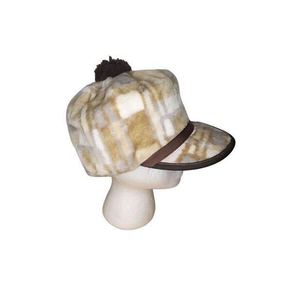 Newsboy Brown Fuzzy Made In USA Heavy Duty Sz 7 1/4‎ Fitted Hat Women - Picture 2 of 6